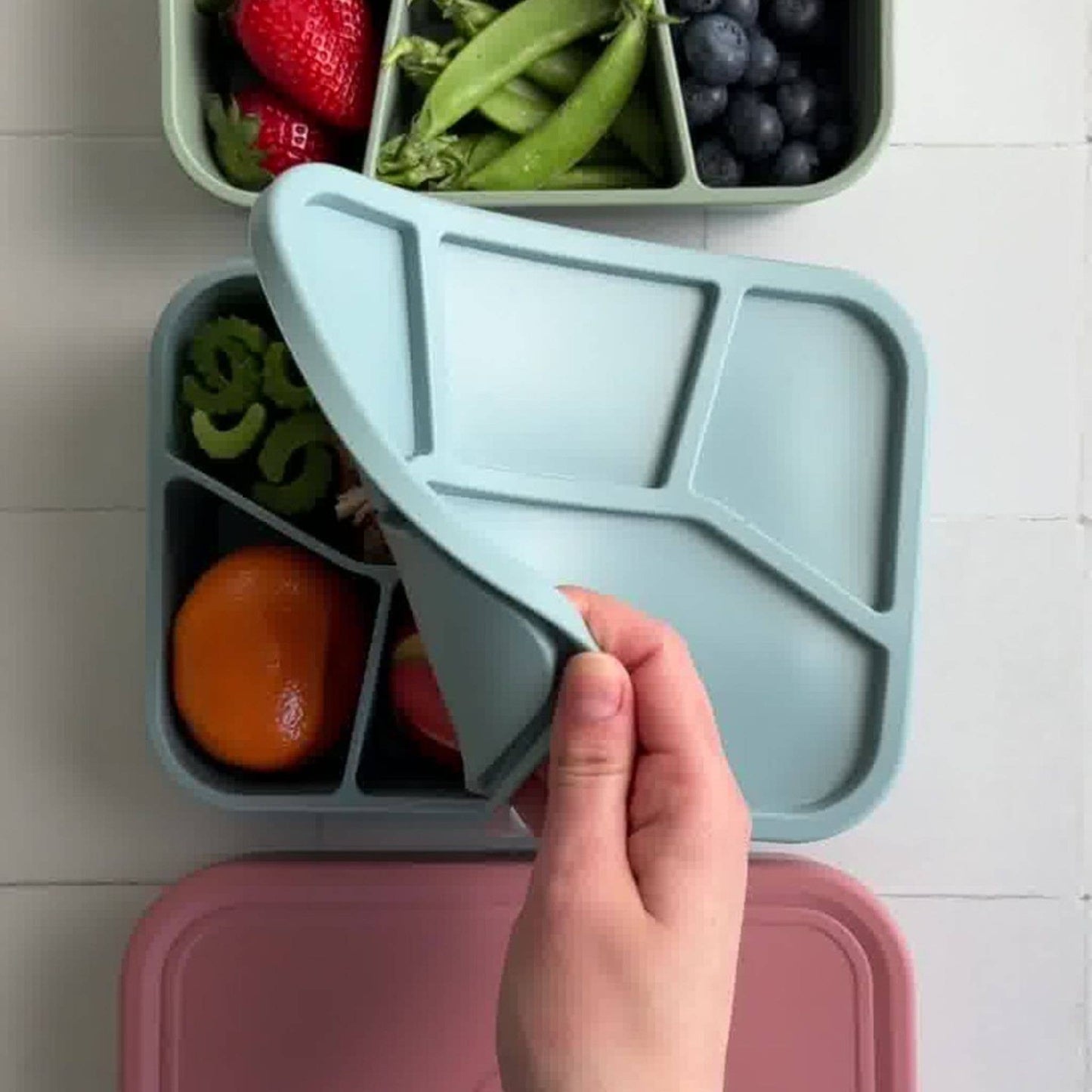 Silicone Bento Lunch Box- 4 Compartment | Rock Blue