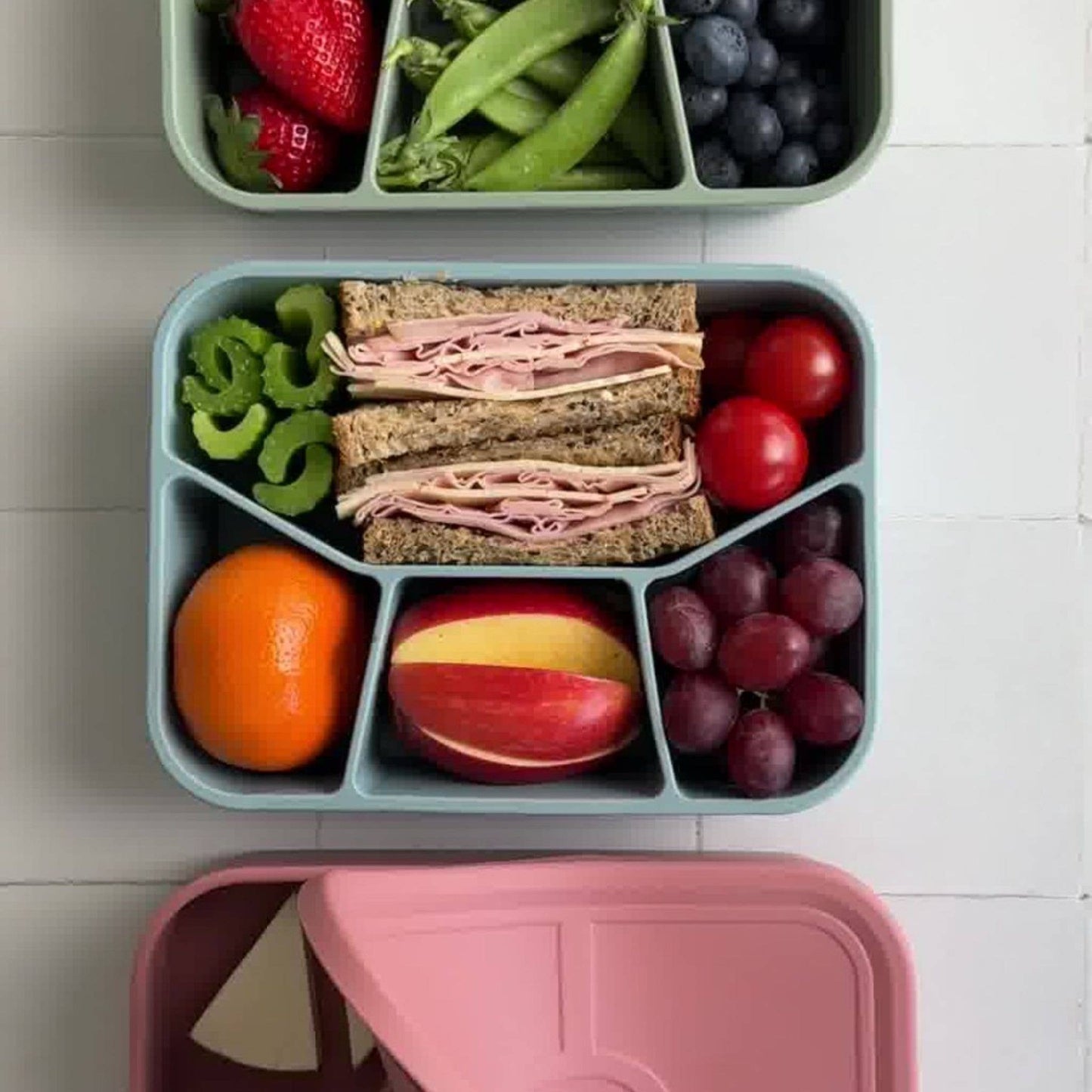 Silicone Bento Lunch Box- 4 Compartment | Rock Blue