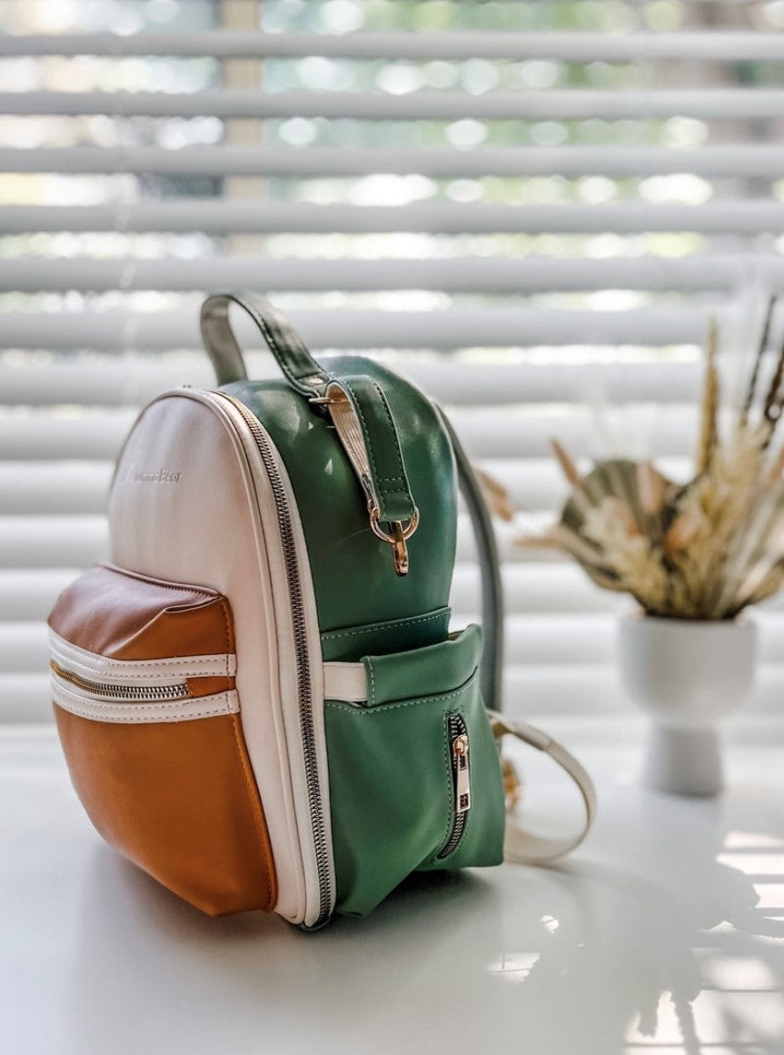 MummaBear Eucalyptus - Vegan Leather Nappy Backpack