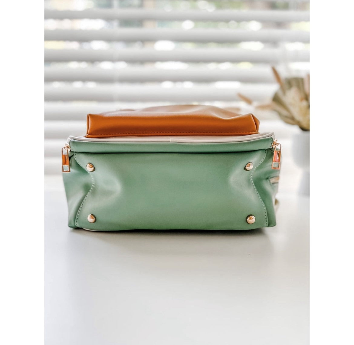 MummaBear Eucalyptus - Vegan Leather Nappy Backpack