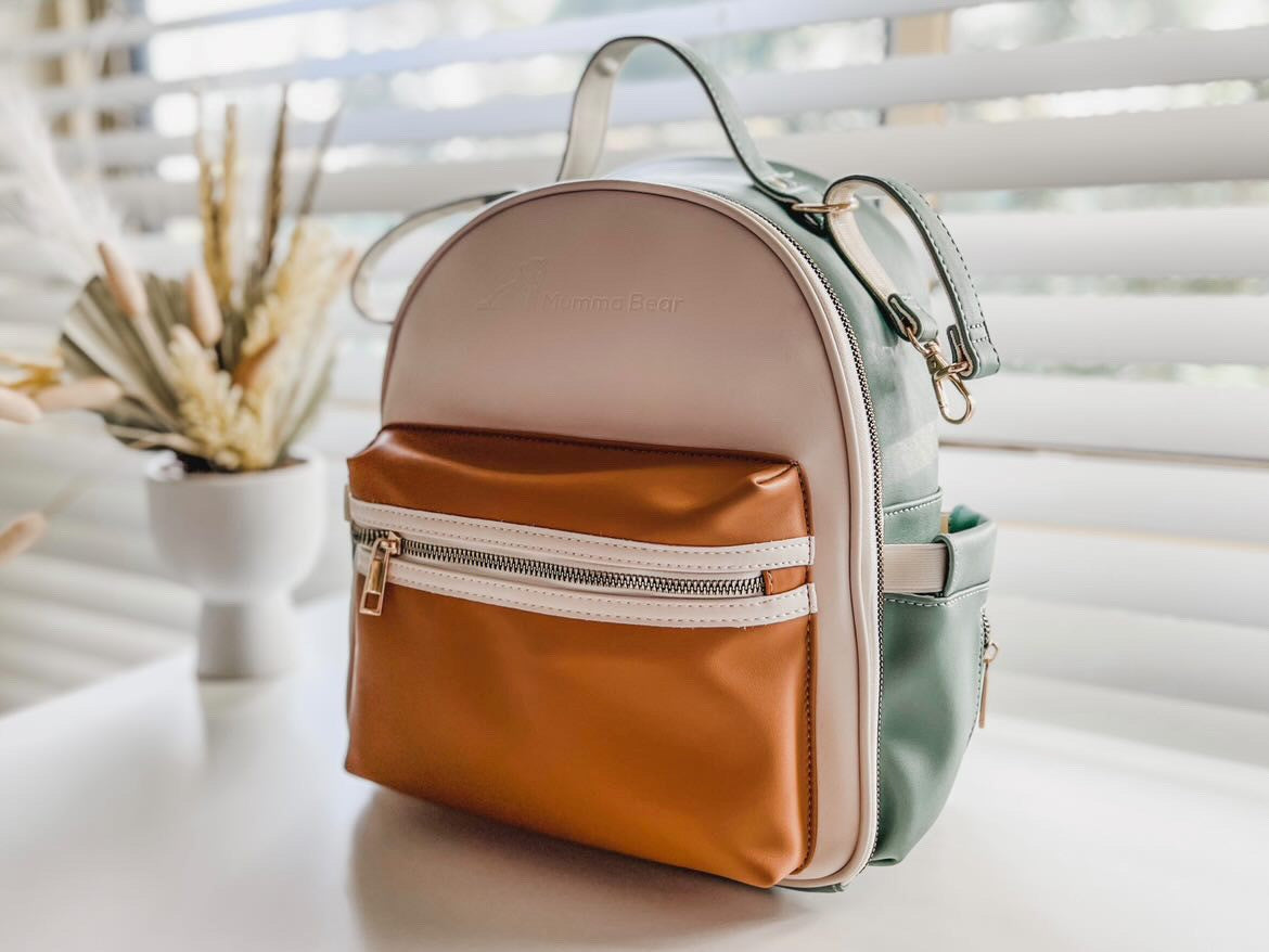 MummaBear Eucalyptus - Vegan Leather Nappy Backpack