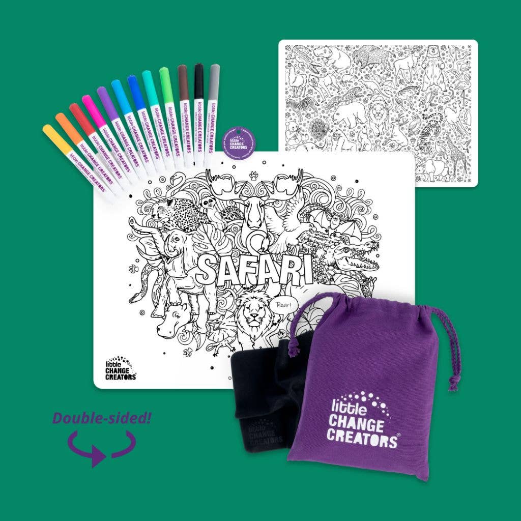 SAFARI | Washable Animal Colouring Activity Mat