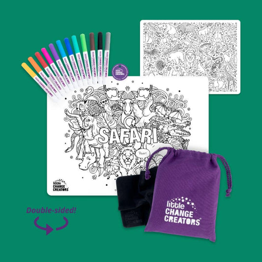 SAFARI | Washable Animal Colouring Activity Mat