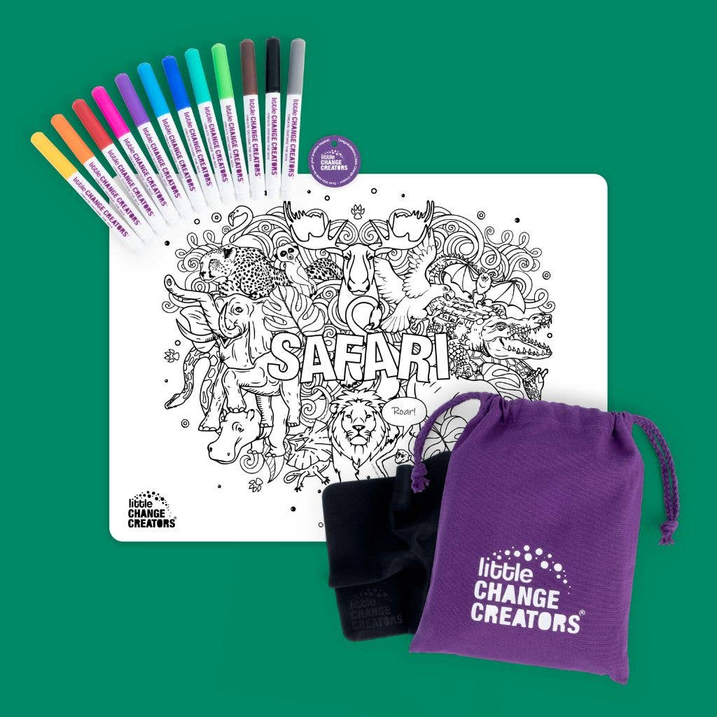 SAFARI | Washable Animal Colouring Activity Mat