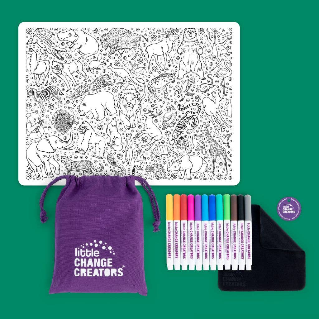 SAFARI | Washable Animal Colouring Activity Mat