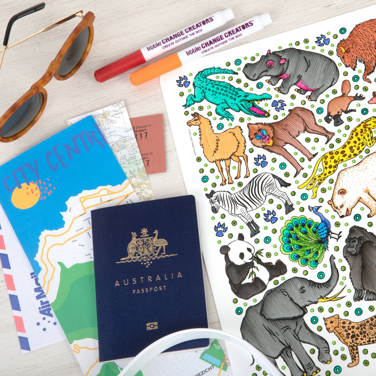 SAFARI | Washable Animal Colouring Activity Mat