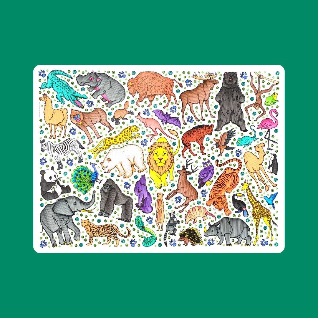 SAFARI | Washable Animal Colouring Activity Mat