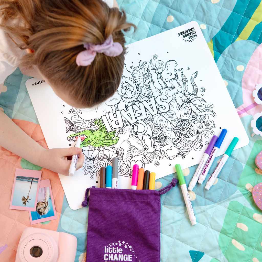 SAFARI | Washable Animal Colouring Activity Mat