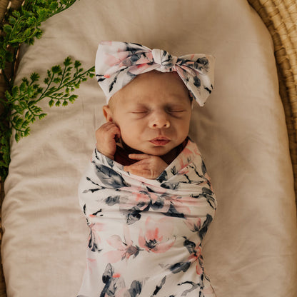 Mod & Tod Baby Stretchy Swaddle & Headband Set - Watercolor Blossom