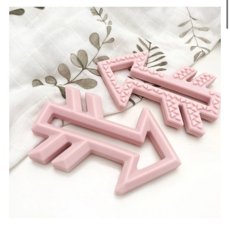 One Chew Three Arrow Silicone Teether - Pale Pink