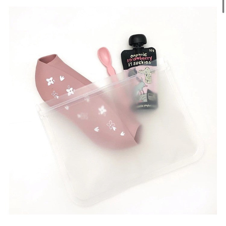 One Chew Three Silicone Bib - Floral Rose