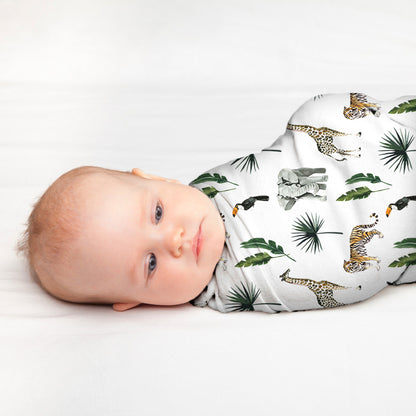 Mod & Tod Baby Stretchy Swaddle & Beanie Set Safari