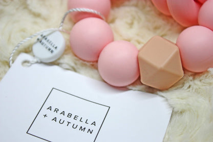 Arabella + Autumn Silicone Teether Pink